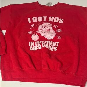 Gildan Large I Got Hos in Different Area Codes Santa Graphic Pull Over